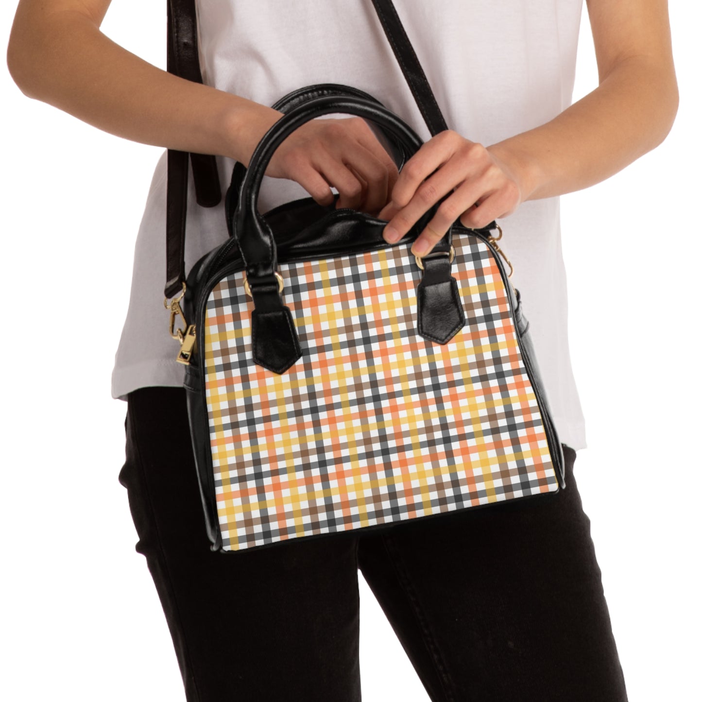 Autumn Plaid Shoulder Handbag - Stylish Tote for Everyday Use