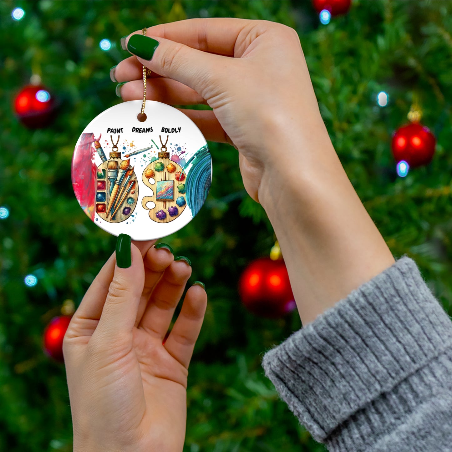 Artistic Ceramic Ornament - "Paint Dreams Boldly" - Perfect for Creative Souls and Holiday Decor