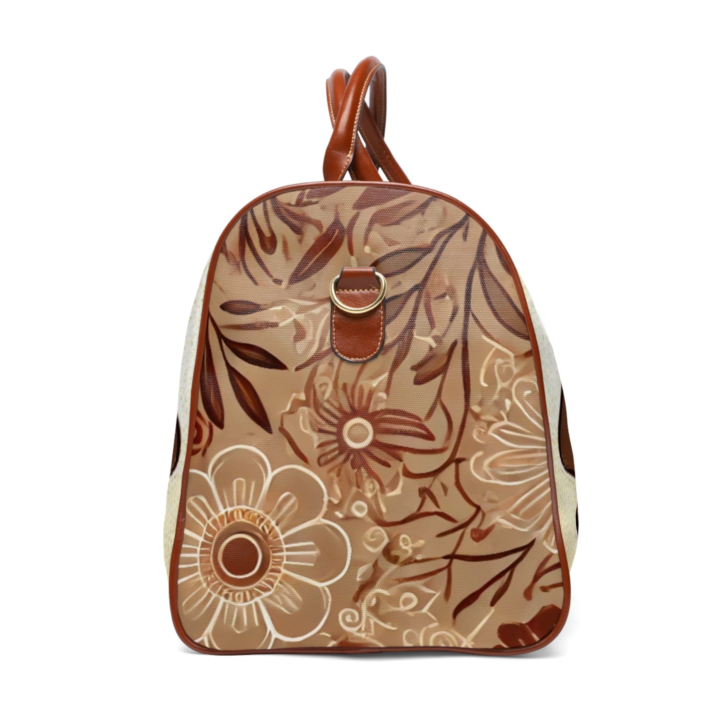 Elegant African-Inspired Tote Bag with Floral Line Art | Stylish, Unique Travel Duffel in Earthy Tones | Premium Weekender Bag for Women