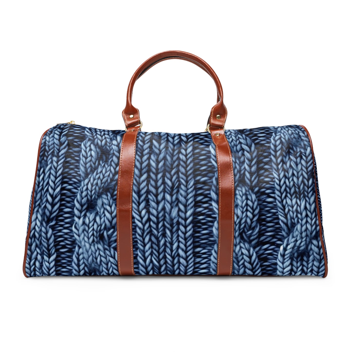 Denim Knit-Pattern Luxury Duffel Bag/Stylish Waterproof Travel Bag with Knit Pattern - Perfect for Weekend Getaways & Outdoor Adventures