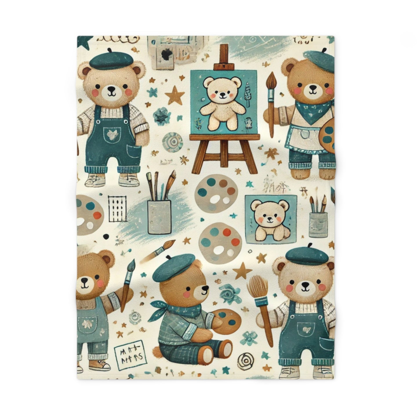 Artistic Bear Soft Fleece Baby Blanket - Perfect for Nursery Decor