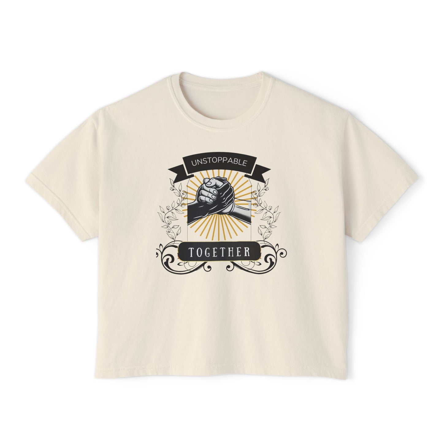 Unstoppable Together Women's Boxy Tee - Inspirational Graphic T-Shirt for Empowerment