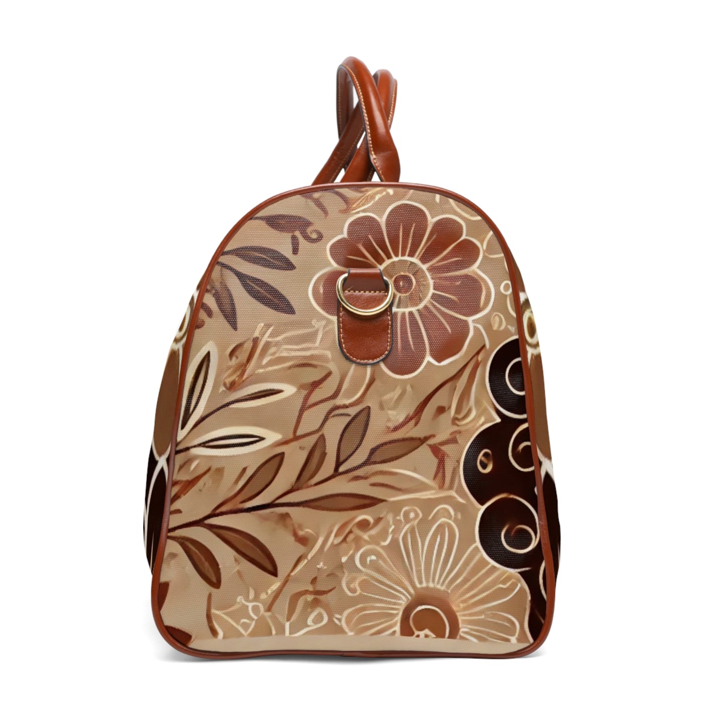 Elegant African-Inspired Tote Bag with Floral Line Art | Stylish, Unique Travel Duffel in Earthy Tones | Premium Weekender Bag for Women