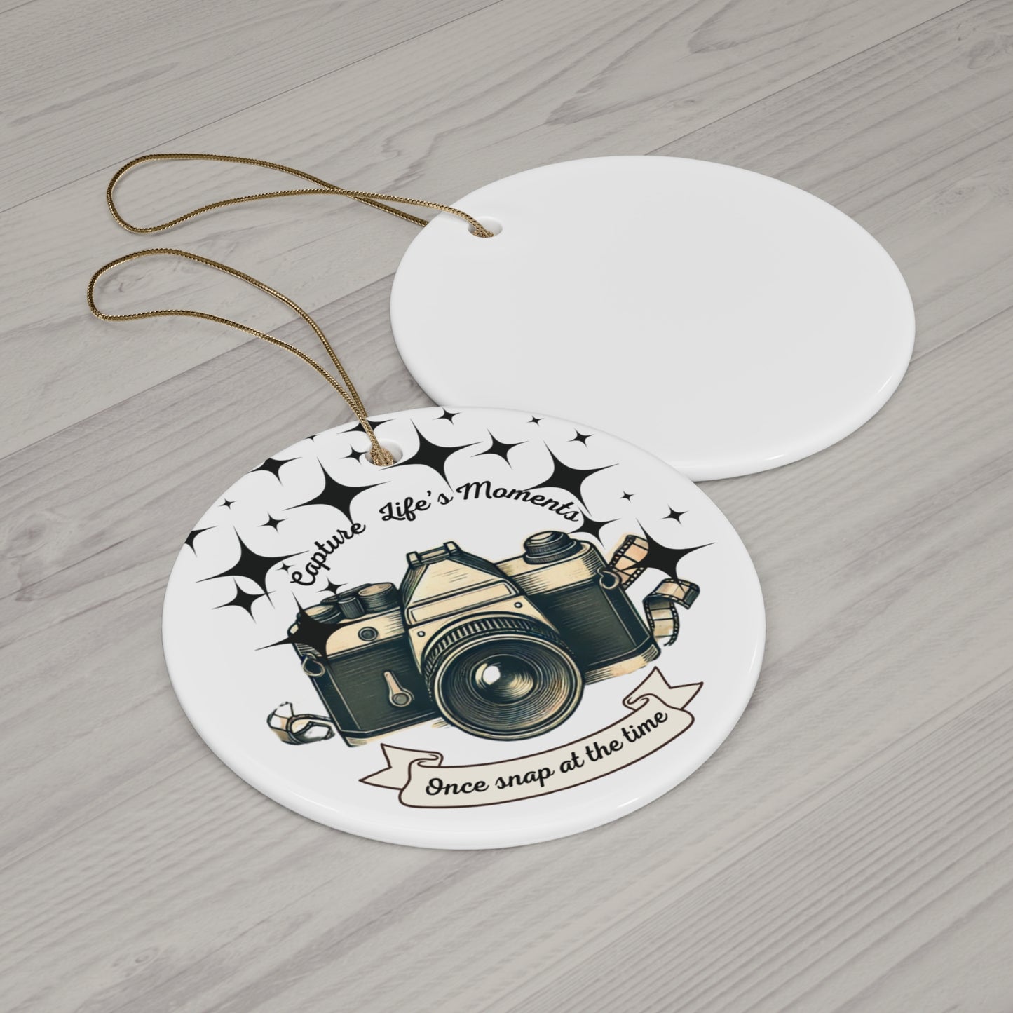 Capture Life's Moments Ceramic Ornament - Photography Decor for Holidays