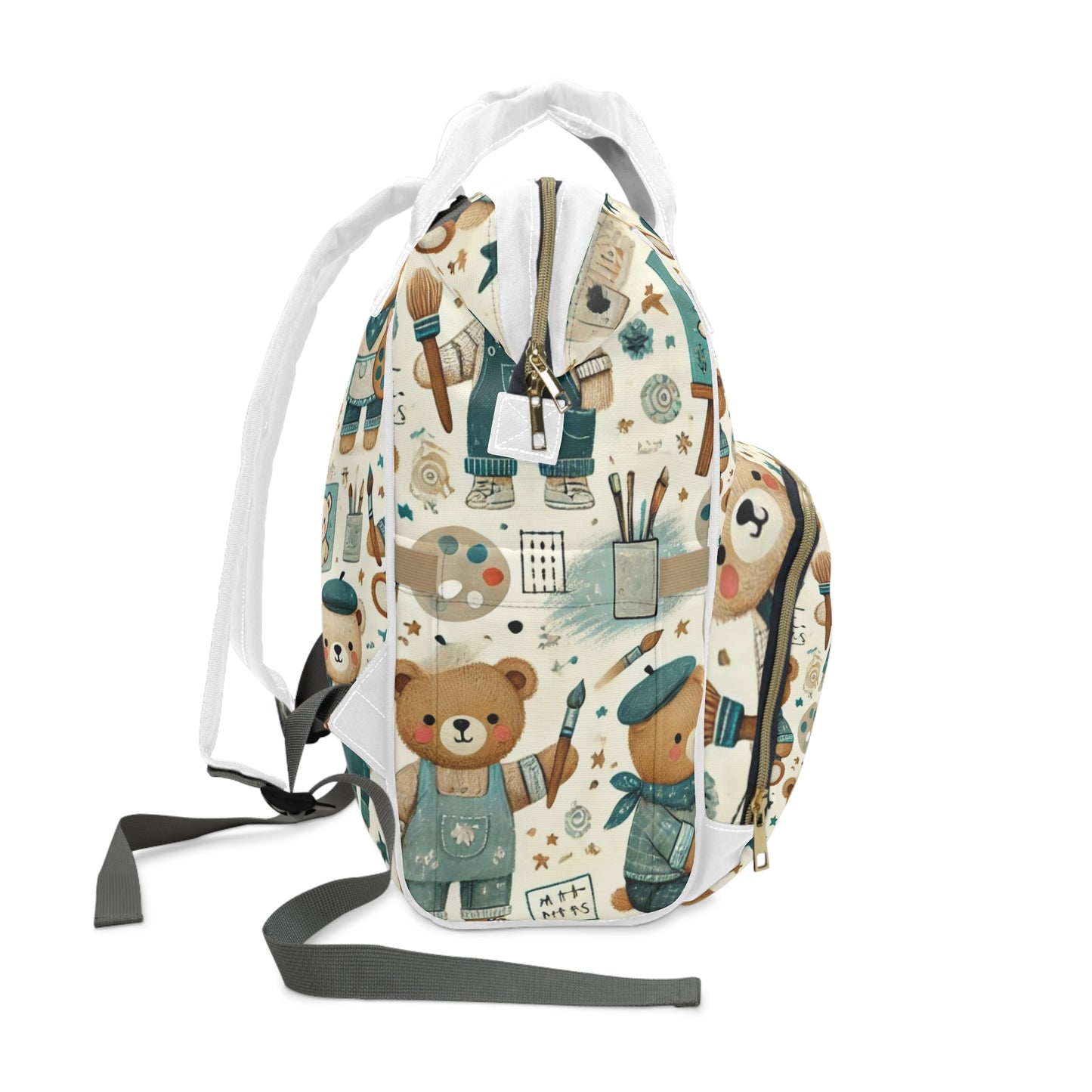 Charming Bear Art Diaper Backpack - Cute & Functional for Stylish Parents