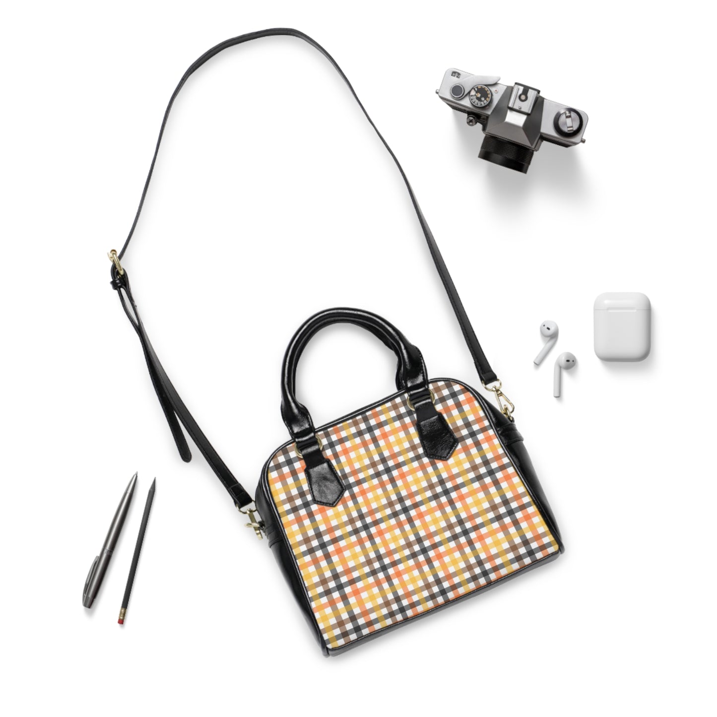 Autumn Plaid Shoulder Handbag - Stylish Tote for Everyday Use