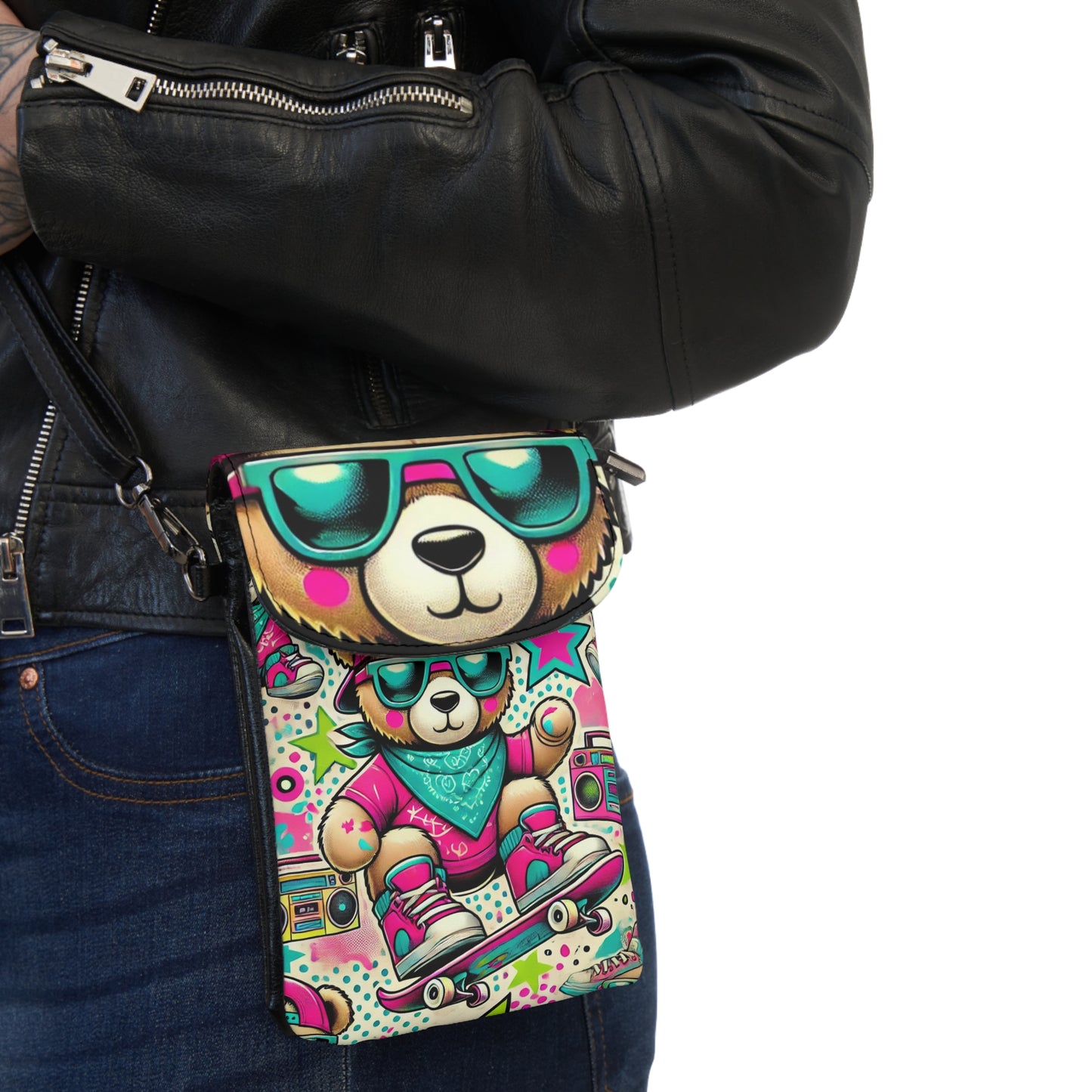 Trendy Small Cell Phone Wallet - Cool Bear Design for On-the-Go Lifestyle