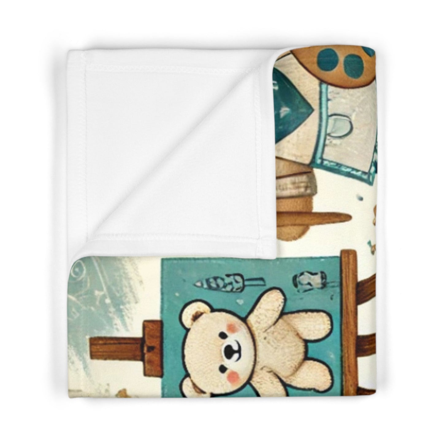 Artistic Bear Soft Fleece Baby Blanket - Perfect for Nursery Decor