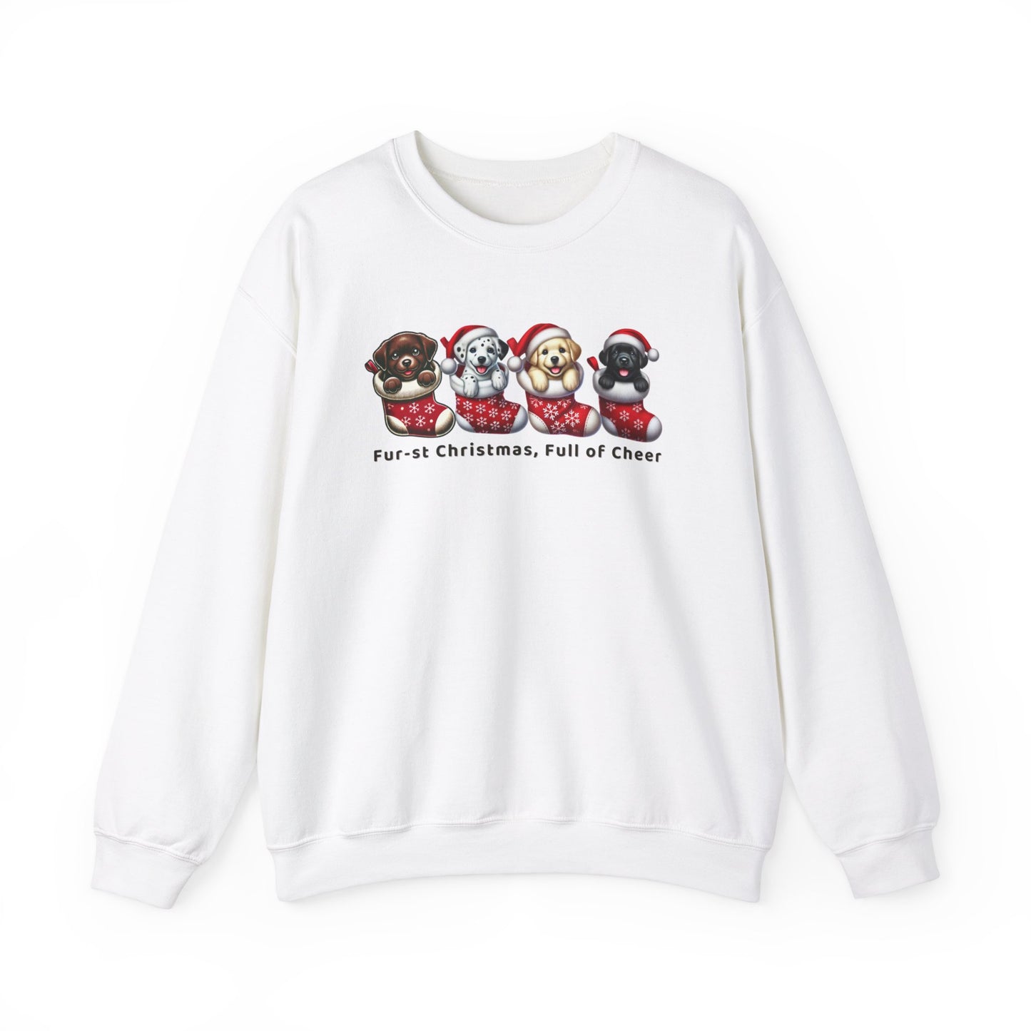 Pet Lovers Crewneck Sweatshirt - 'Fur-st Christmas, Full of Cheer'