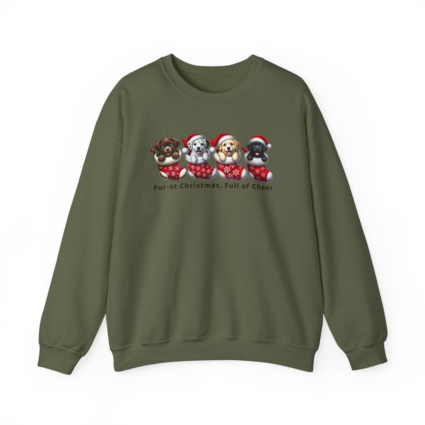 Pet Lovers Crewneck Sweatshirt - 'Fur-st Christmas, Full of Cheer'