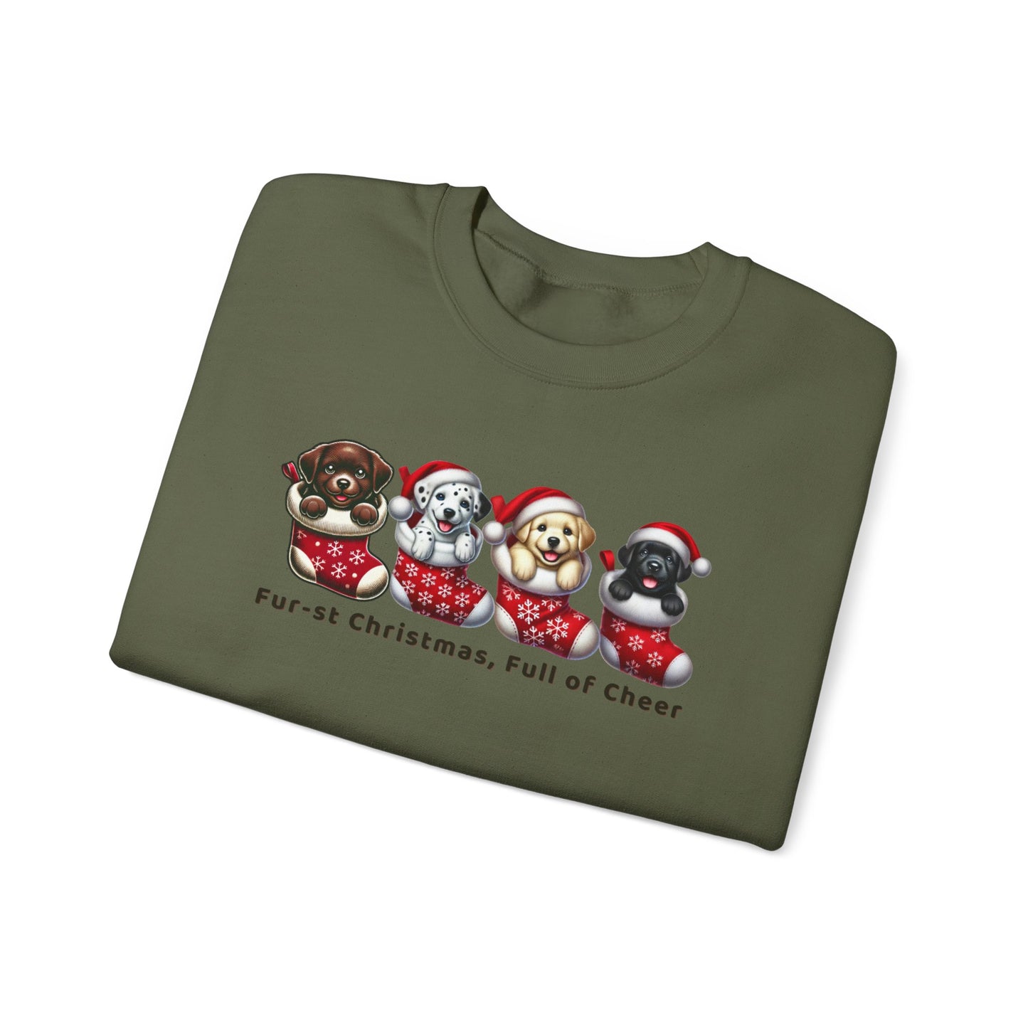 Pet Lovers Crewneck Sweatshirt - 'Fur-st Christmas, Full of Cheer'