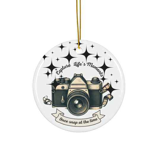 Capture Life's Moments Ceramic Ornament - Photography Decor for Holidays