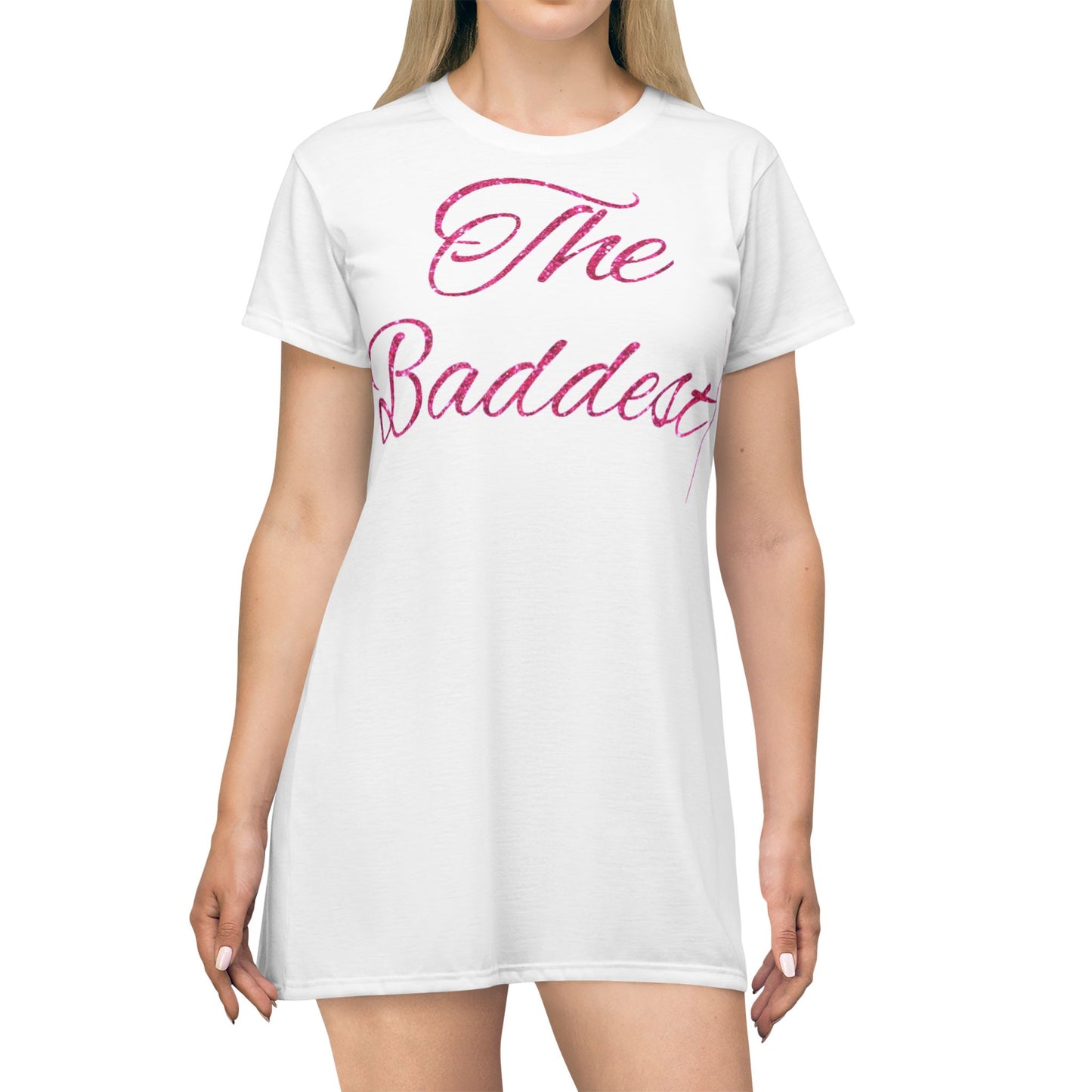 The White Baddest T-Shirt Dress - Stylish Everyday Casual Wear or bed time glamour