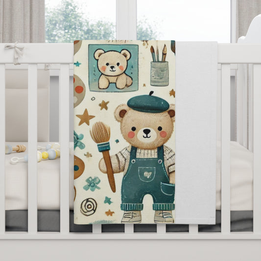 Artistic Bear Soft Fleece Baby Blanket - Perfect for Nursery Decor