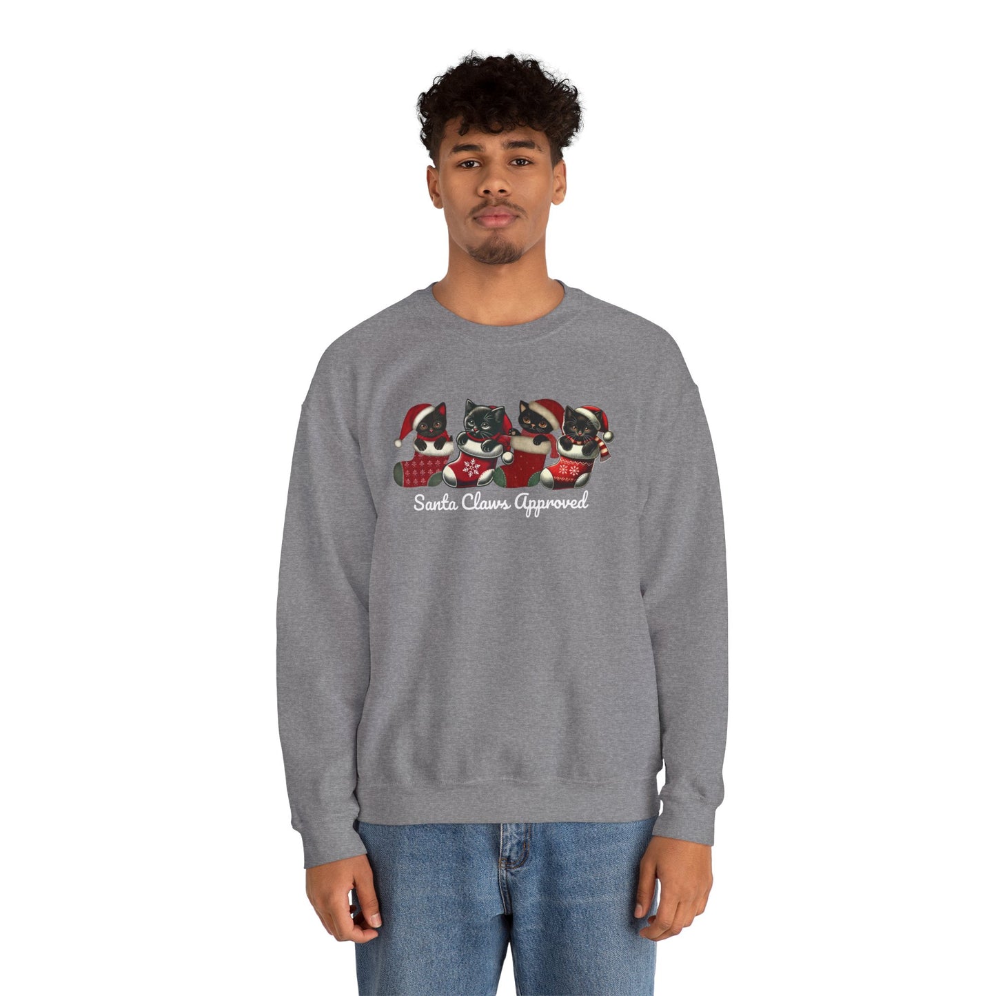 Santa Claws Approved Crewneck Sweatshirt - Cozy Holiday Cats Design