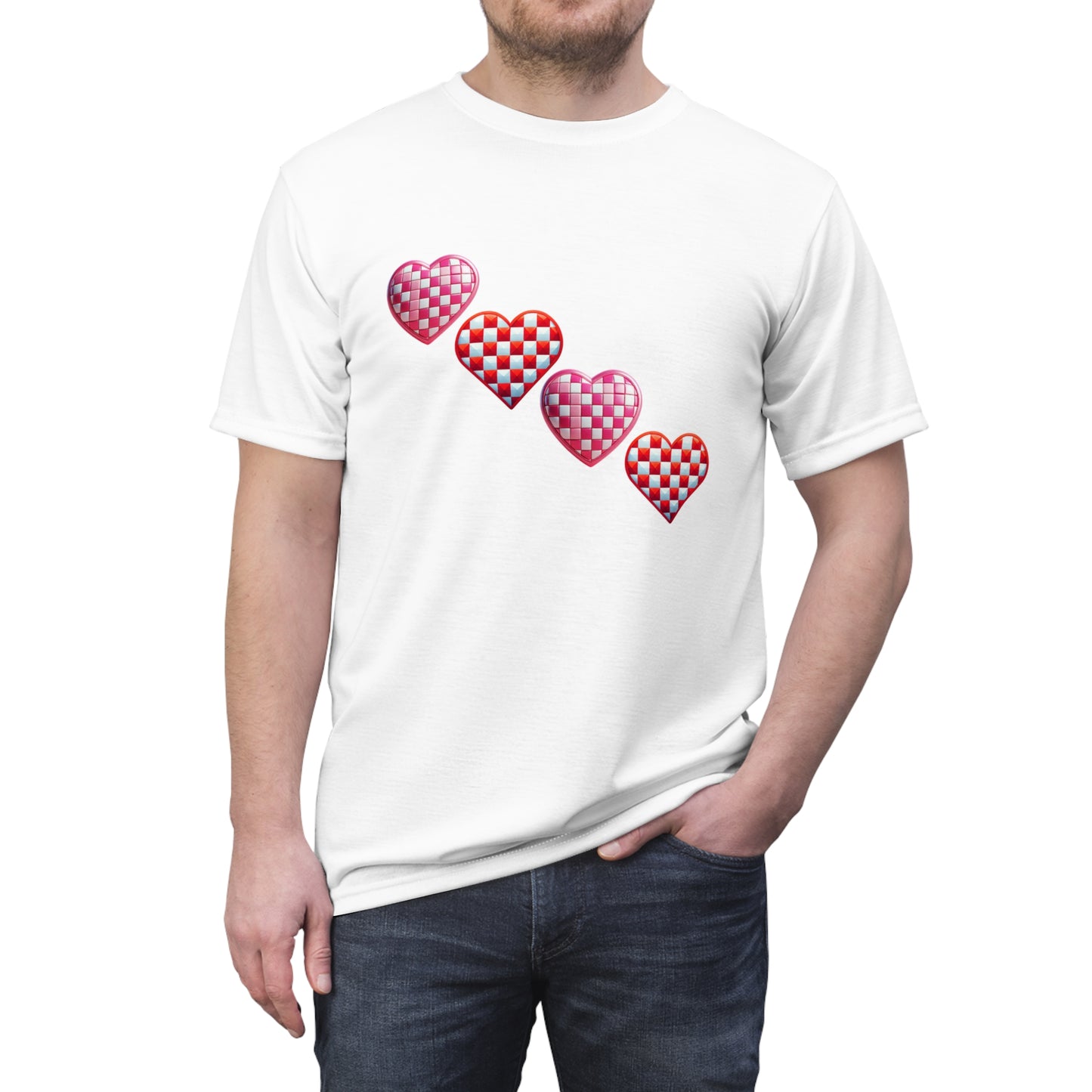 Valentine's Day Love Hearts Unisex Tee – Cute Graphic Heart Design