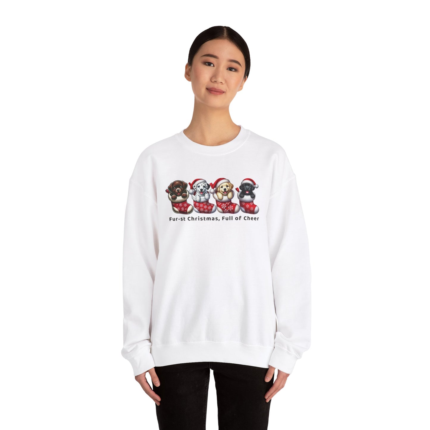 Pet Lovers Crewneck Sweatshirt - 'Fur-st Christmas, Full of Cheer'