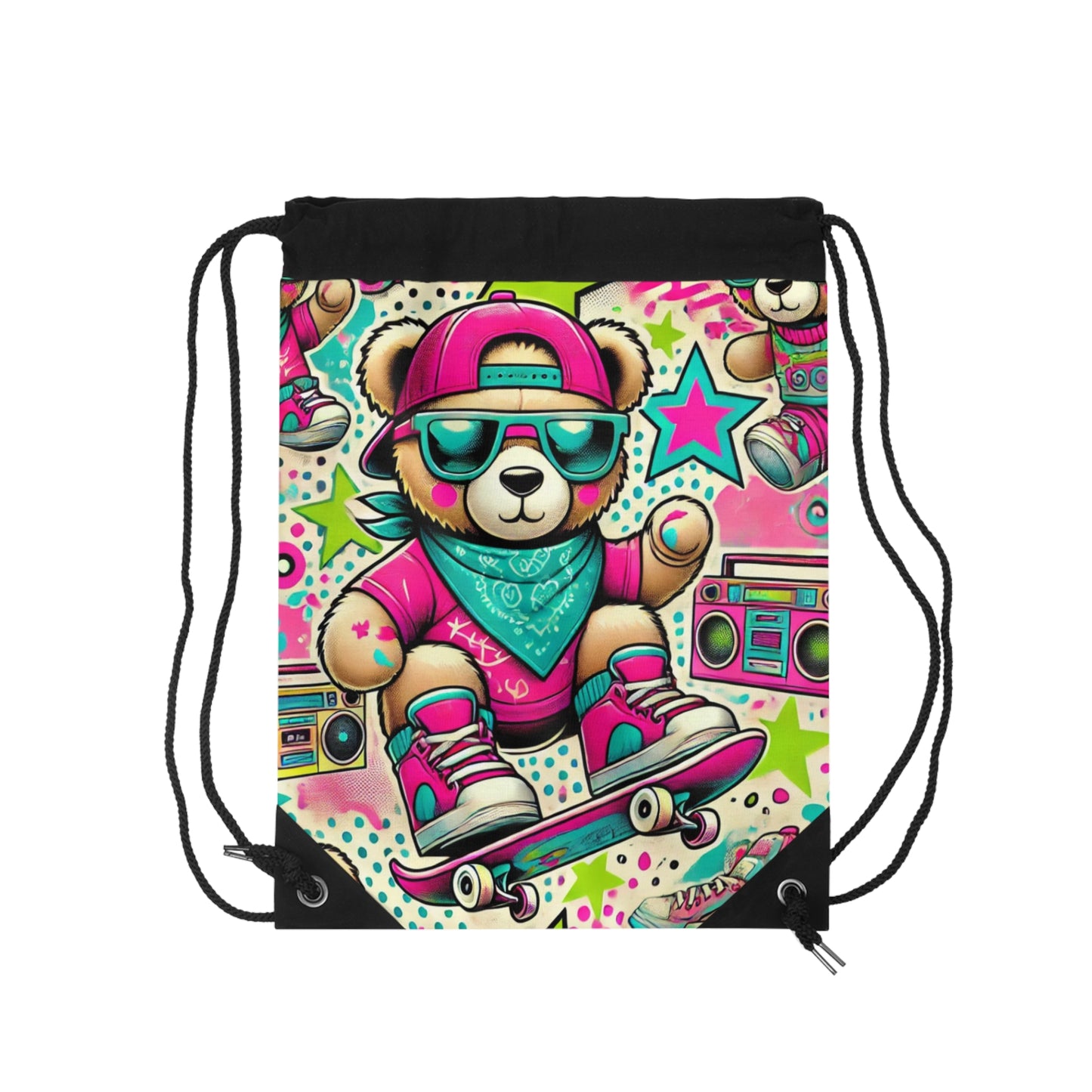 🛹&nbsp;Cool Skateboarding Bear Drawstring Bag – Fun &amp; Trendy Gym Bag for Kids and Teens 🛹
