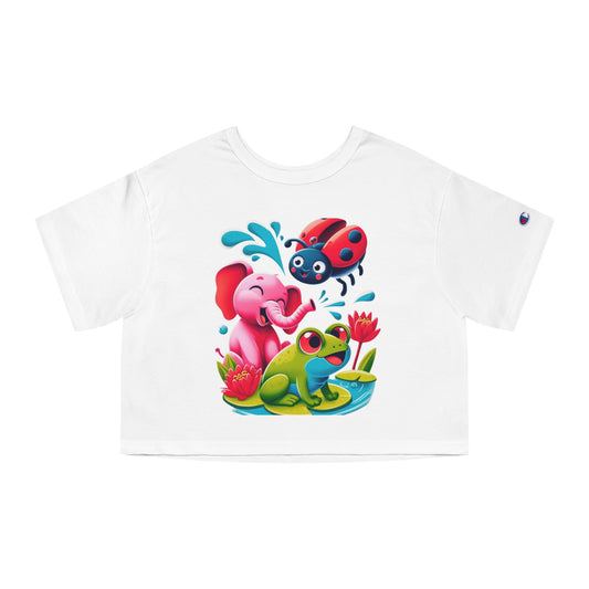 Playful Cropped T-Shirt with Cute Animal Design