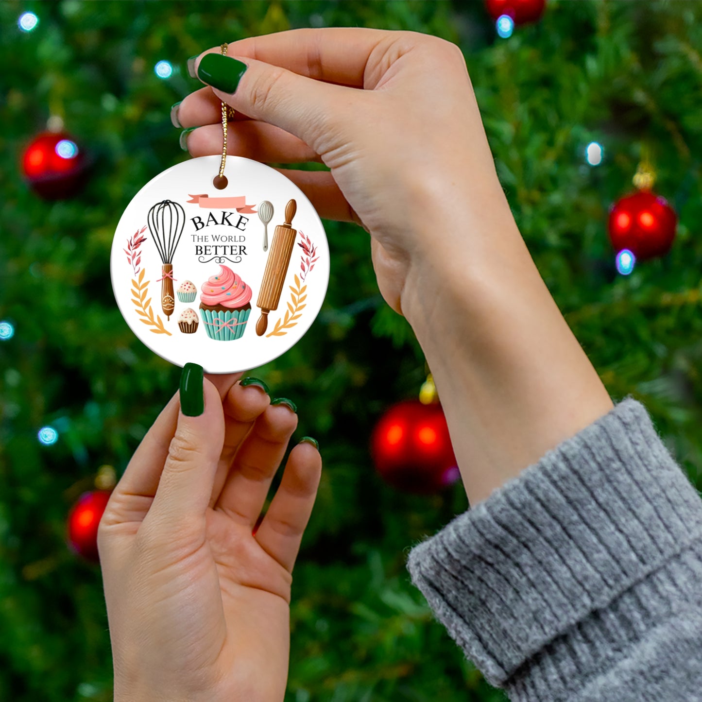 Bake the World Better Ceramic Ornament | Perfect Gift for Bakers & Holiday Decor