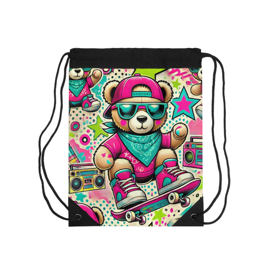 🛹&nbsp;Cool Skateboarding Bear Drawstring Bag – Fun &amp; Trendy Gym Bag for Kids and Teens 🛹