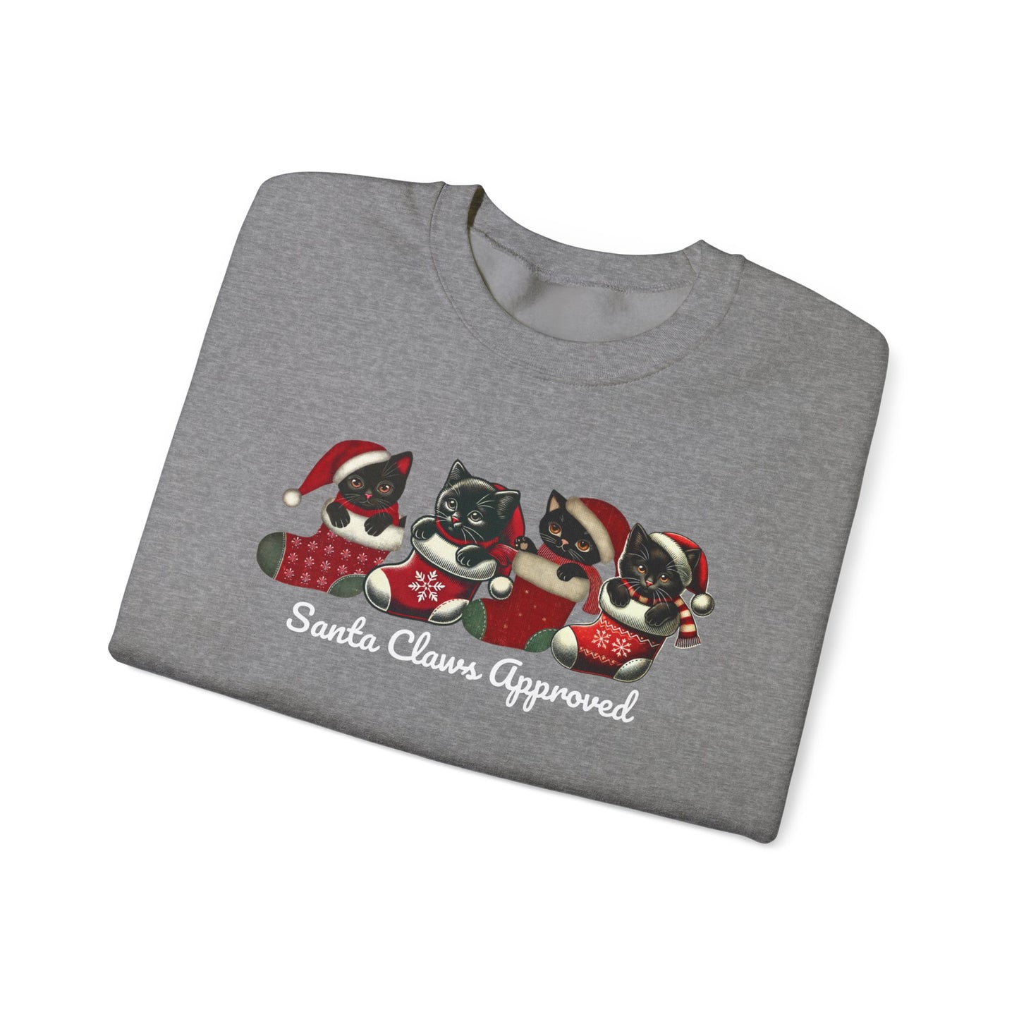 Santa Claws Approved Crewneck Sweatshirt - Cozy Holiday Cats Design