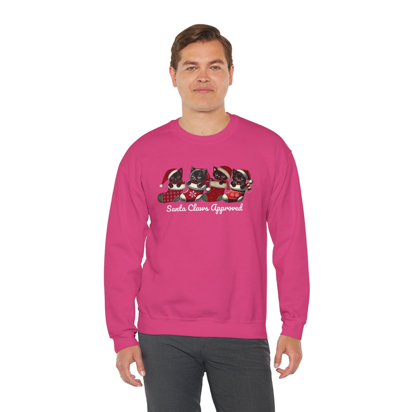 Santa Claws Approved Crewneck Sweatshirt - Cozy Holiday Cats Design