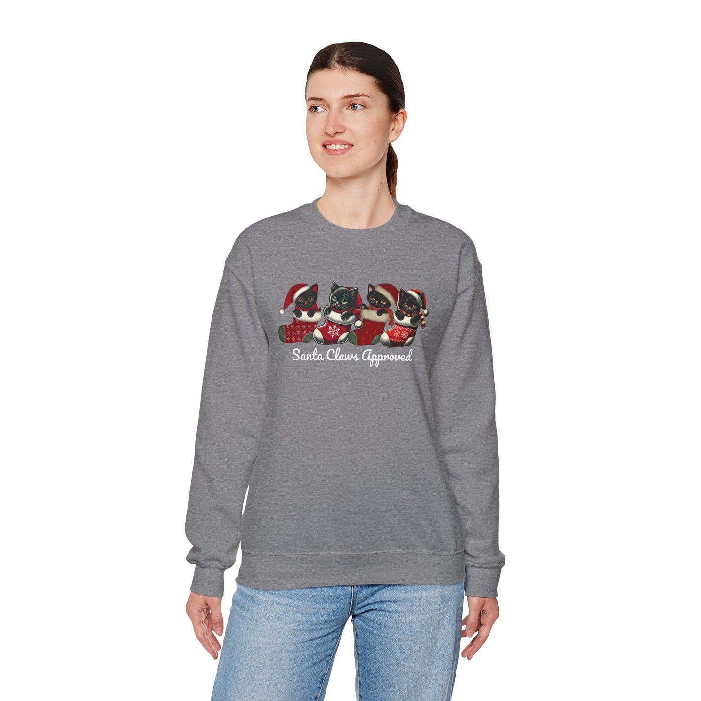 Santa Claws Approved Crewneck Sweatshirt - Cozy Holiday Cats Design